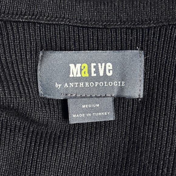 MAEVE x ANTHROPOLOGIE Black Square Neck Bell Sleeve Sweater Size Medium - Picture 6 of 10